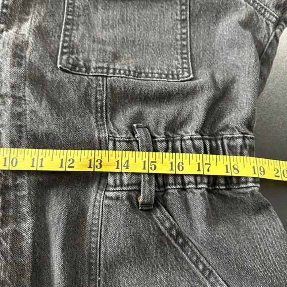 Universal Thread Denim Jumpsuit Sz 16 Black Barrel Leg Zip Up Long Sleeve - Picture 10 of 16